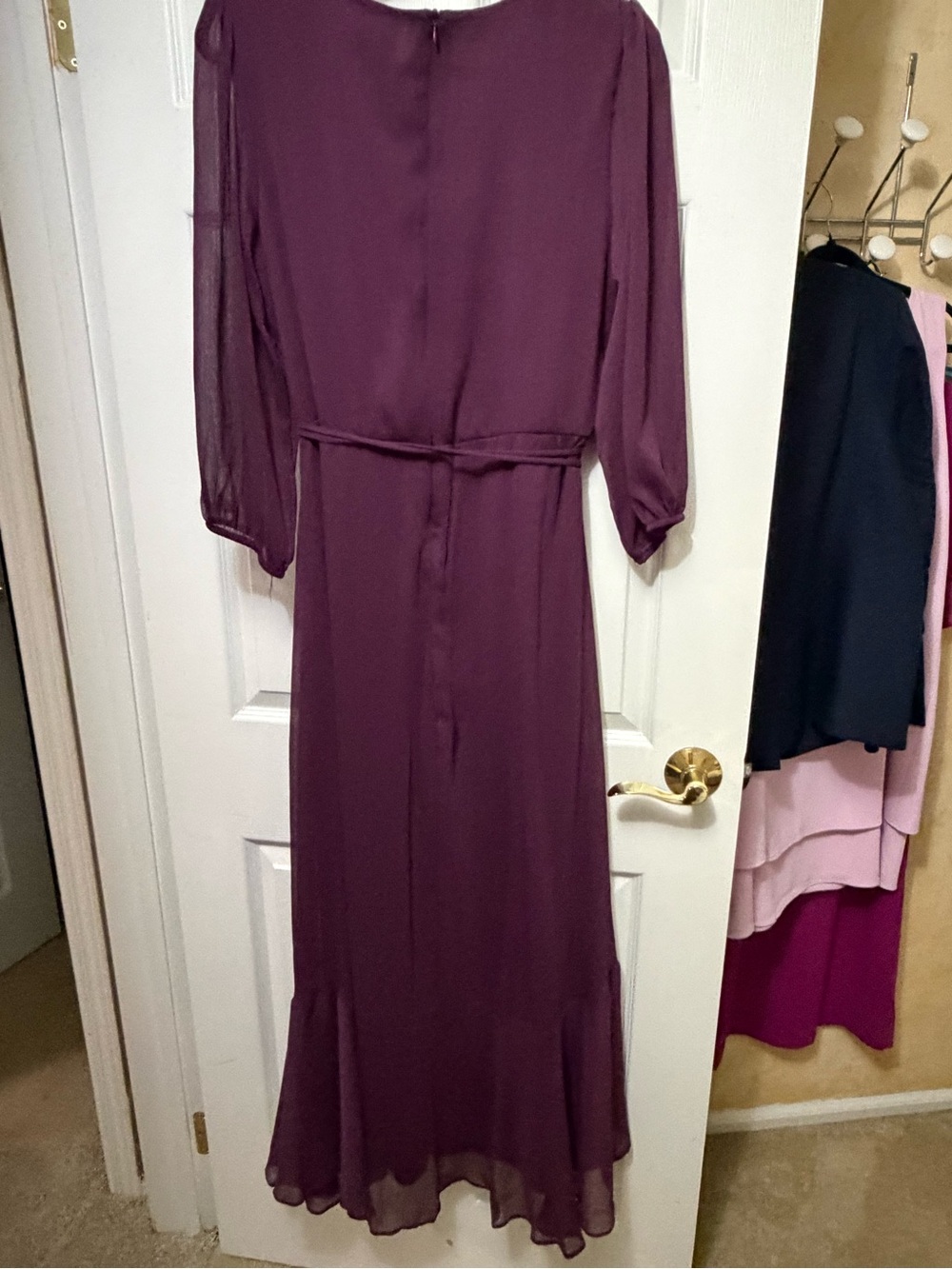 Maison Tara Plum Ruffle Wrap Dress - Picture 2 of 2